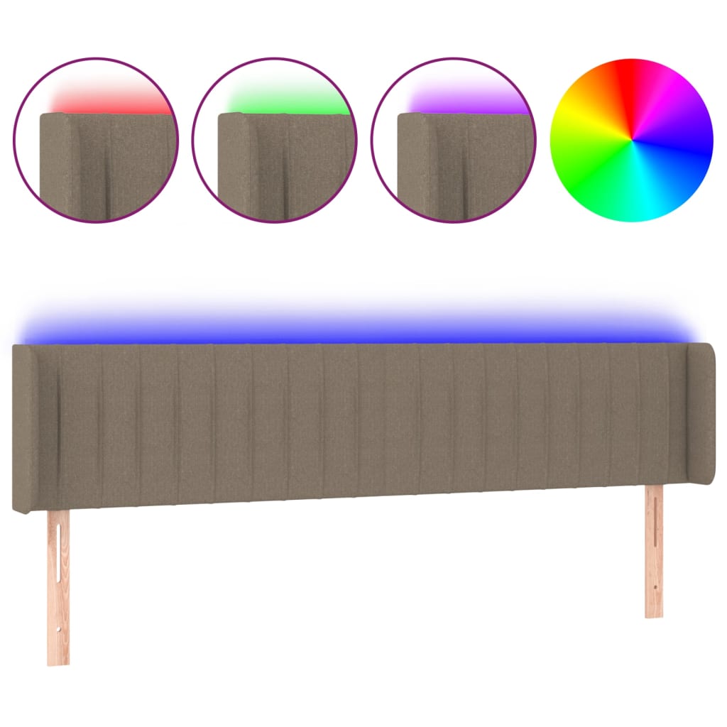 Κεφαλάρι Κρεβατιού LED Taupe 203x16x78/88 εκ. Υφασμάτινο - Pakobazaar