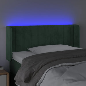 Κεφαλάρι Κρεβατιού LED Σκούρο Πράσινο 83x16x78/88 εκ. Βελούδινο