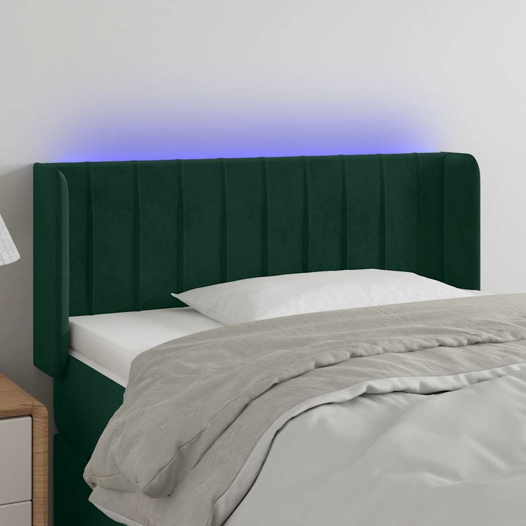 Κεφαλάρι Κρεβατιού LED Σκούρο Πράσινο 83x16x78/88 εκ. Βελούδινο