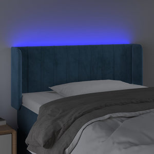Κεφαλάρι Κρεβατιού LED Σκούρο Μπλε 93x16x78/88 εκ. Βελούδινο