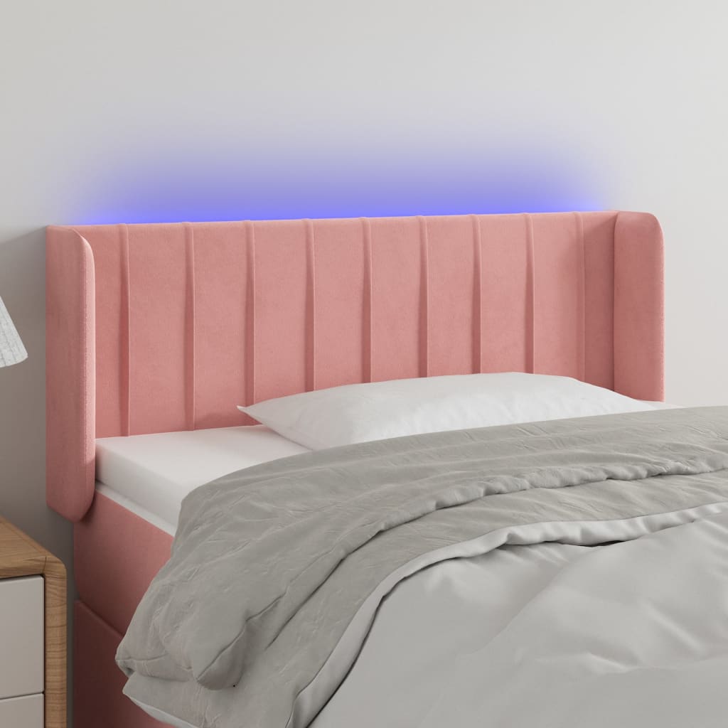 Κεφαλάρι Κρεβατιού LED Ροζ 93x16x78/88 εκ. Βελούδινο