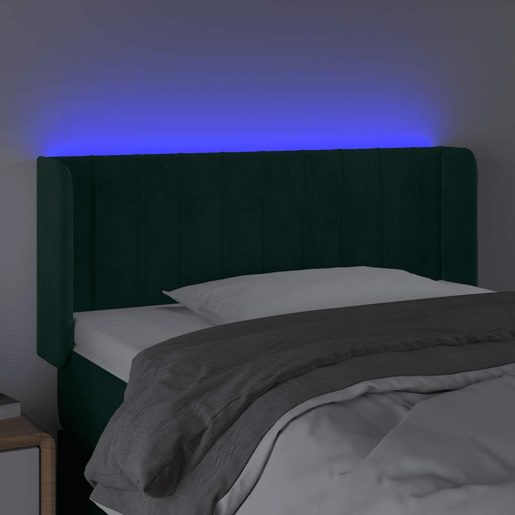 Κεφαλάρι Κρεβατιού LED Σκούρο Πράσινο 103x16x78/88εκ. Βελούδινο