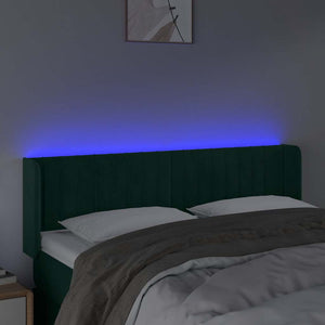 Κεφαλάρι Κρεβατιού LED Σκούρο Πράσινο 147x16x78/88εκ. Βελούδινο