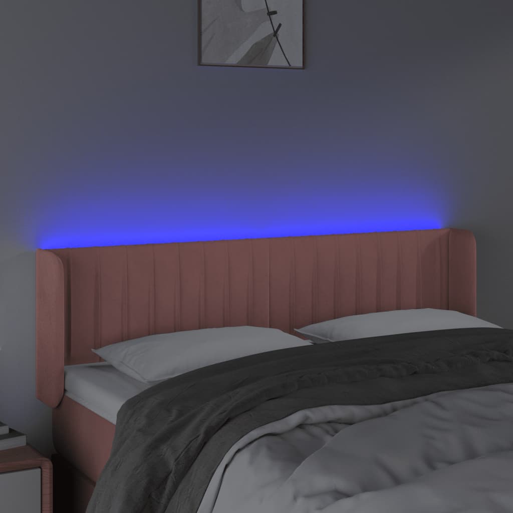 Κεφαλάρι Κρεβατιού LED Ροζ 147x16x78/88 εκ. Βελούδινο
