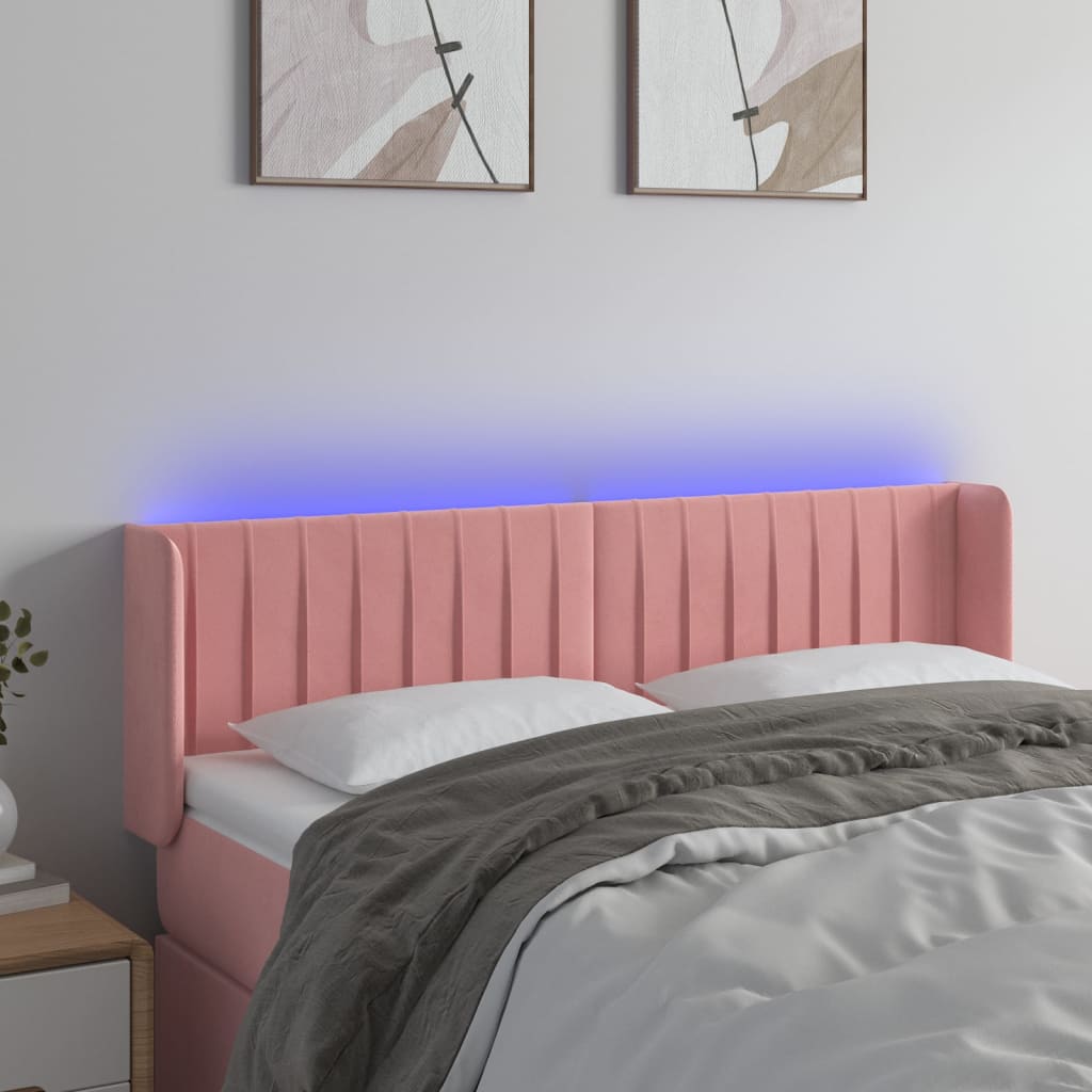 Κεφαλάρι Κρεβατιού LED Ροζ 147x16x78/88 εκ. Βελούδινο