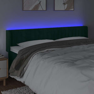 Κεφαλάρι Κρεβατιού LED Σκούρο Πράσινο 163x16x78/88εκ. Βελούδινο
