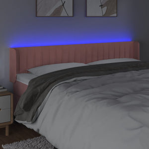 Κεφαλάρι Κρεβατιού LED Ροζ 163x16x78/88 εκ. Βελούδινο