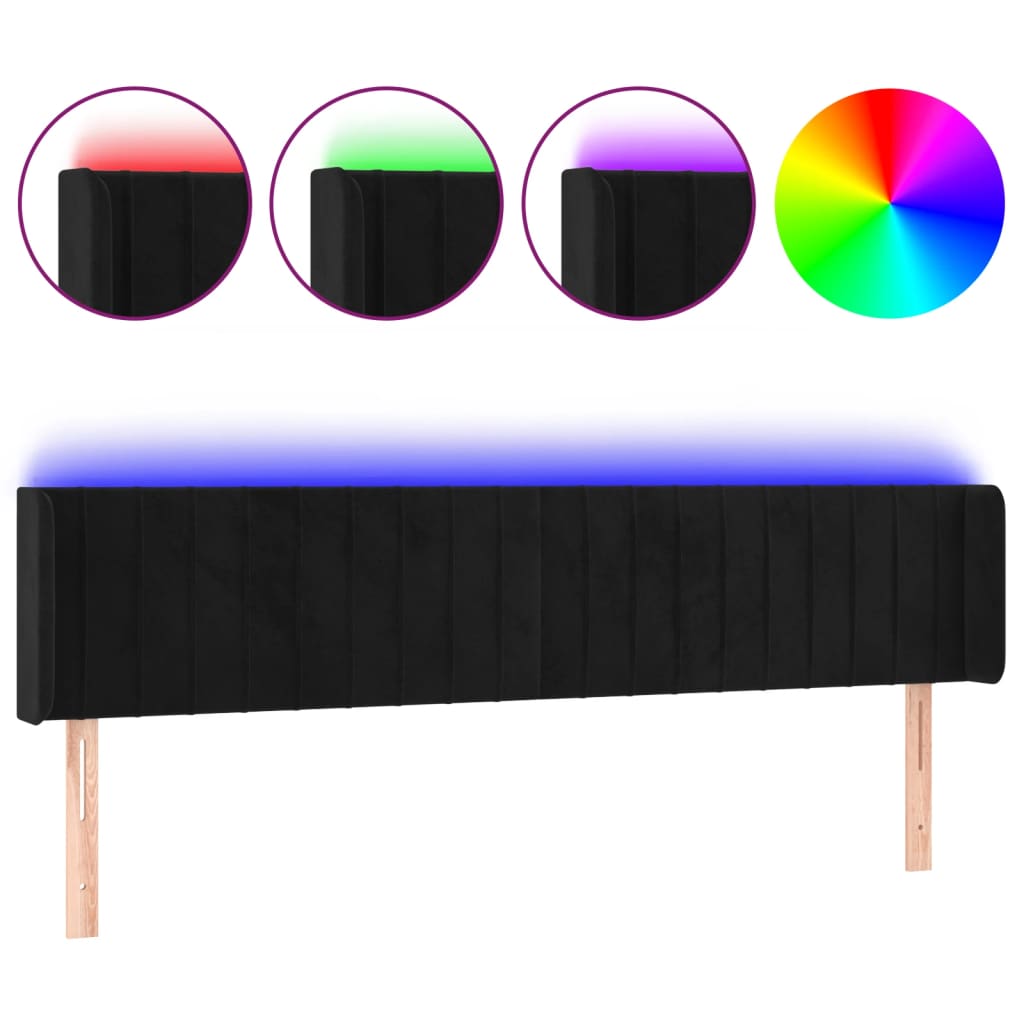 Κεφαλάρι Κρεβατιού LED Μαύρο 183x16x78/88 εκ. Βελούδινο