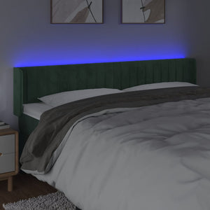 Κεφαλάρι Κρεβατιού LED Σκούρο Πράσινο 183x16x78/88εκ. Βελούδινο