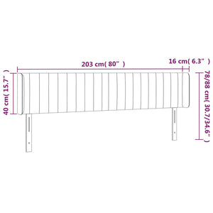 Κεφαλάρι Κρεβατιού LED Ανοιχτό Γκρι 203x16x78/88 εκ. Βελούδινο