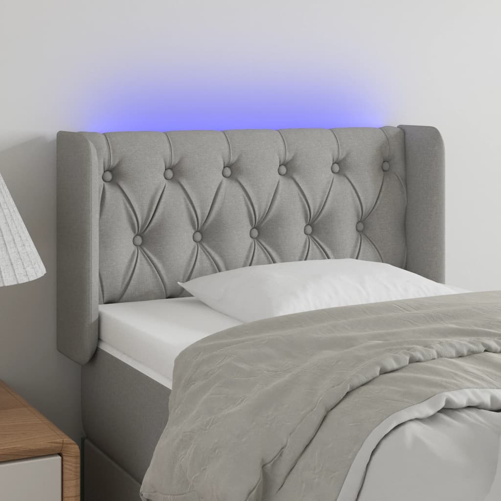 Κεφαλάρι Κρεβατιού LED Ανοιχτό Γκρι 83x16x78/88 εκ. Υφασμάτινο - Pakobazaar