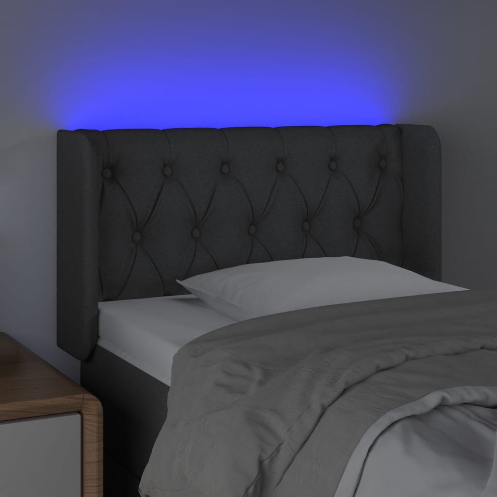 Κεφαλάρι Κρεβατιού LED Σκούρο Γκρι 83x16x78/88 εκ. Υφασμάτινο - Pakobazaar