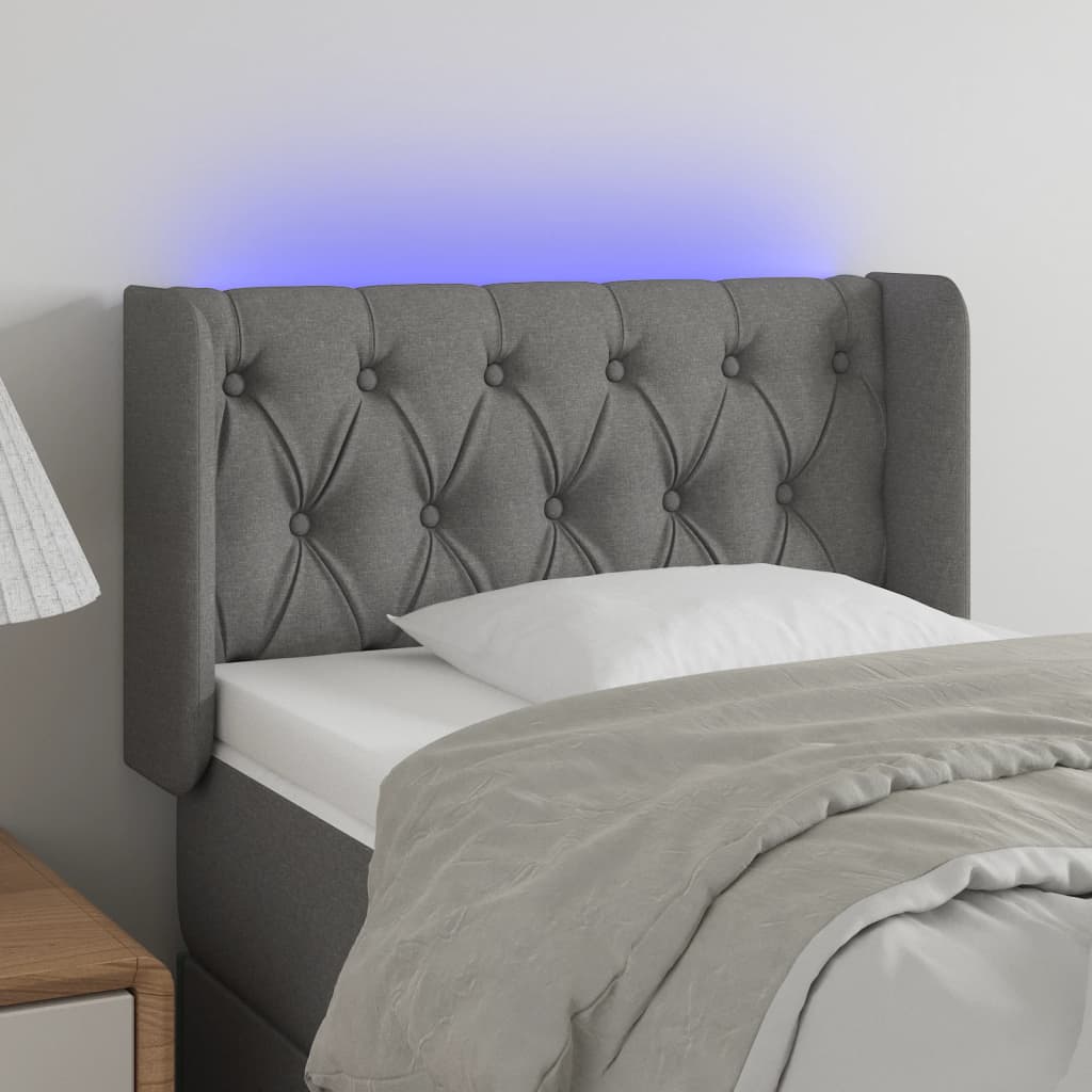 Κεφαλάρι Κρεβατιού LED Σκούρο Γκρι 83x16x78/88 εκ. Υφασμάτινο - Pakobazaar