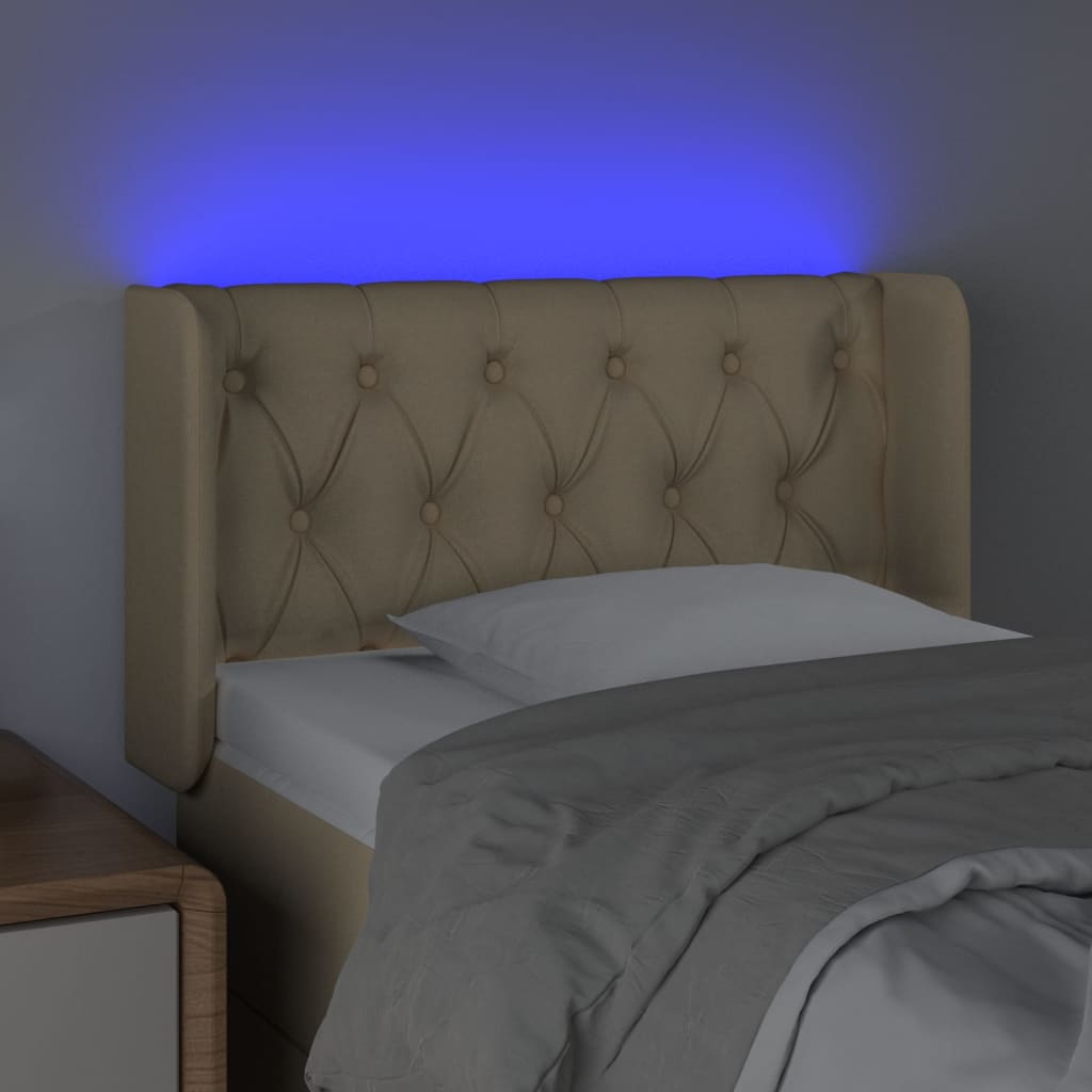 Κεφαλάρι Κρεβατιού LED Κρεμ 83x16x78/88 εκ. Υφασμάτινο