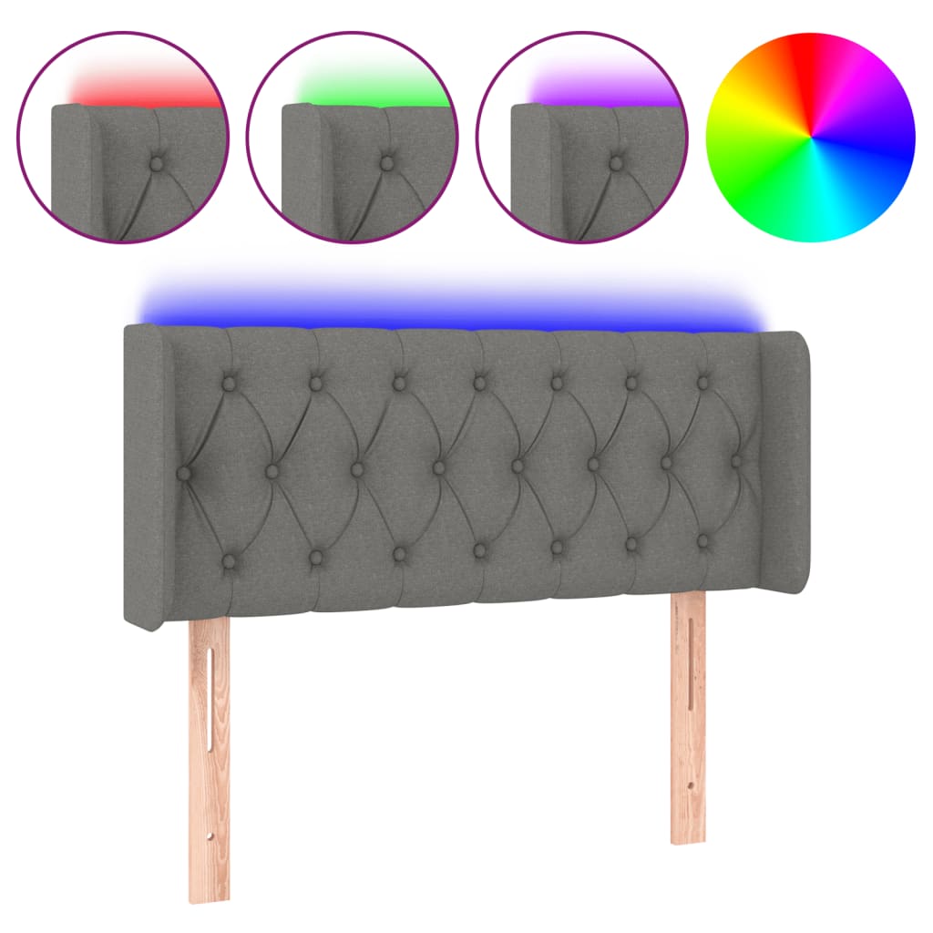 Κεφαλάρι Κρεβατιού LED Σκούρο Γκρι 93x16x78/88 εκ. Υφασμάτινο - Pakobazaar