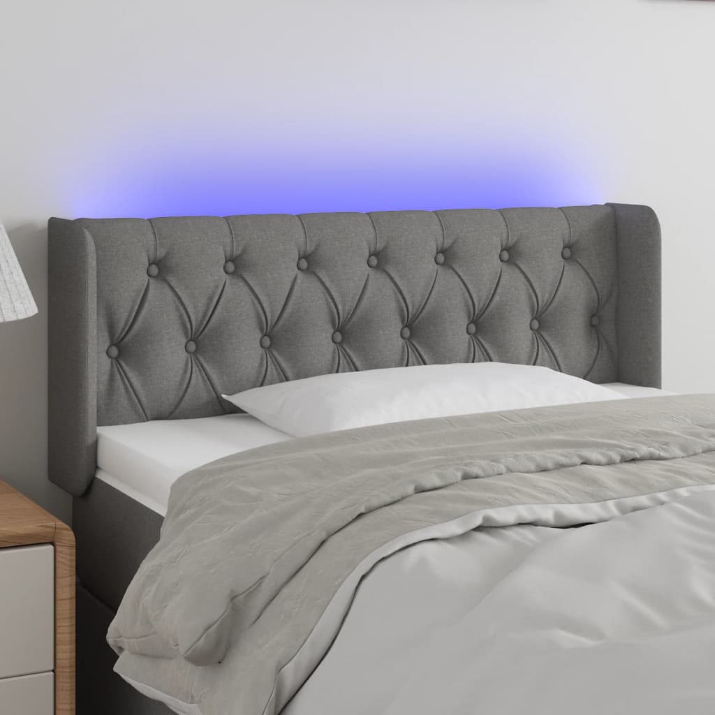 Κεφαλάρι Κρεβατιού LED Σκούρο Γκρι 93x16x78/88 εκ. Υφασμάτινο - Pakobazaar