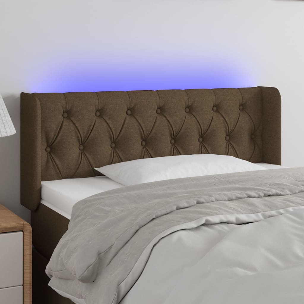 Κεφαλάρι Κρεβατιού LED Σκούρο Καφέ 93x16x78/88 εκ. Υφασμάτινο - Pakobazaar