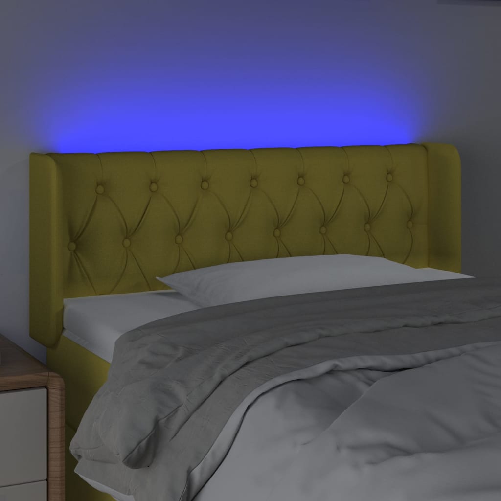 Κεφαλάρι Κρεβατιού LED Πράσινο 93x16x78/88 εκ. Υφασμάτινο