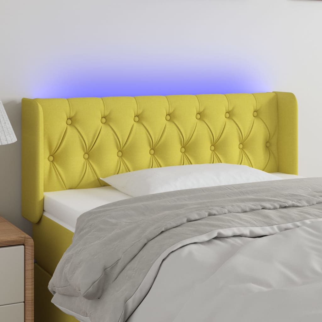 Κεφαλάρι Κρεβατιού LED Πράσινο 93x16x78/88 εκ. Υφασμάτινο
