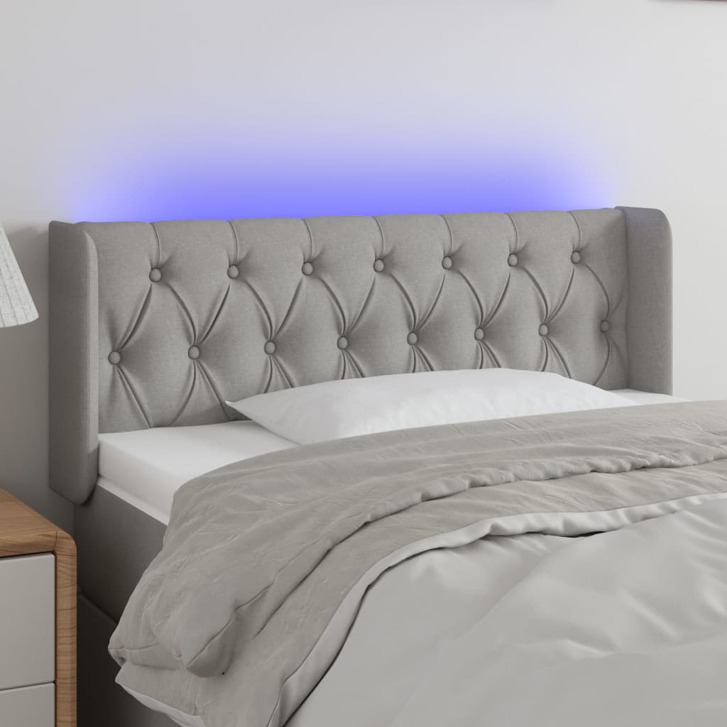 Κεφαλάρι Κρεβατιού LED Ανοιχτό Γκρι 103x16x78/88 εκ. Υφασμάτινο