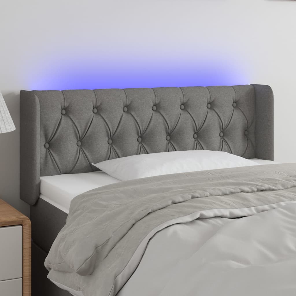 Κεφαλάρι Κρεβατιού LED Σκούρο Γκρι 103x16x78/88 εκ. Υφασμάτινο - Pakobazaar