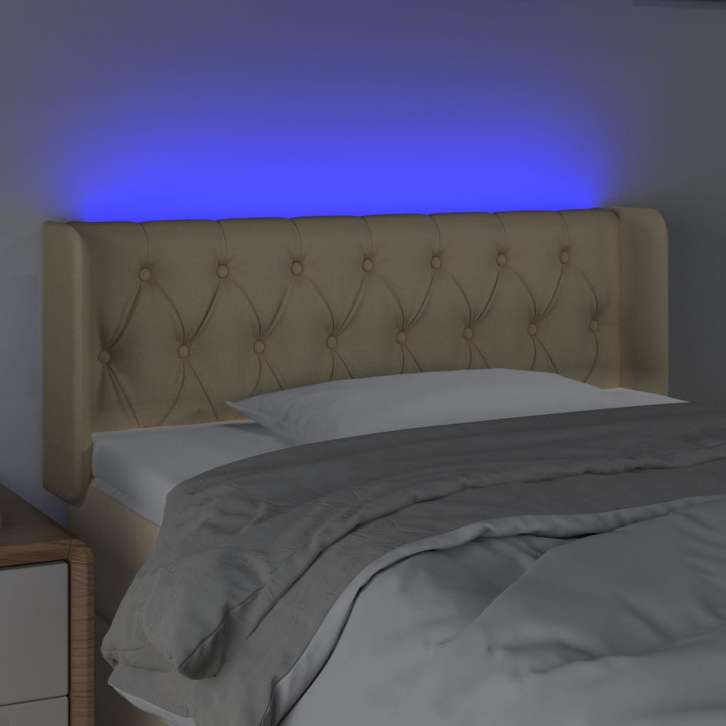 Κεφαλάρι Κρεβατιού LED Κρεμ 103x16x78/88 εκ. Υφασμάτινο