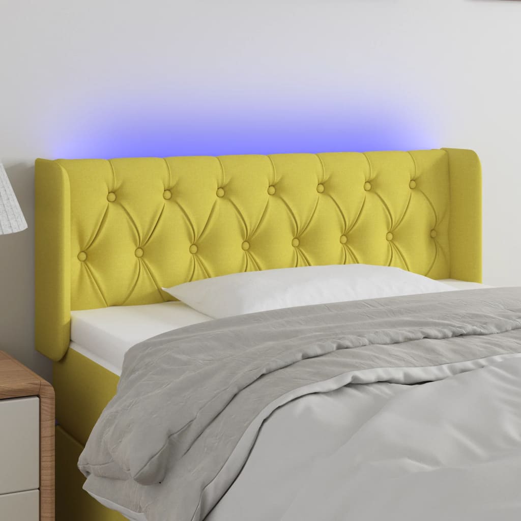 Κεφαλάρι Κρεβατιού LED Πράσινο 103x16x78/88 εκ. Υφασμάτινο - Pakobazaar
