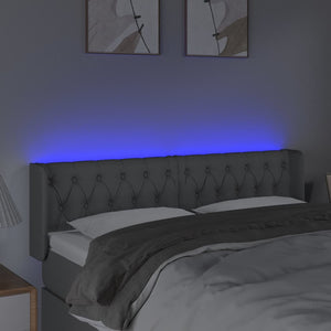 Κεφαλάρι Κρεβατιού LED Ανοιχτό Γκρι 147x16x78/88 εκ. Υφασμάτινο