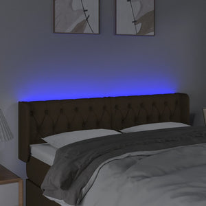 Κεφαλάρι Κρεβατιού LED Σκούρο Καφέ 147x16x78/88 εκ. Υφασμάτινο - Pakobazaar