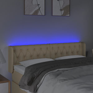 Κεφαλάρι Κρεβατιού LED Κρεμ 147x16x78/88 εκ. Υφασμάτινο