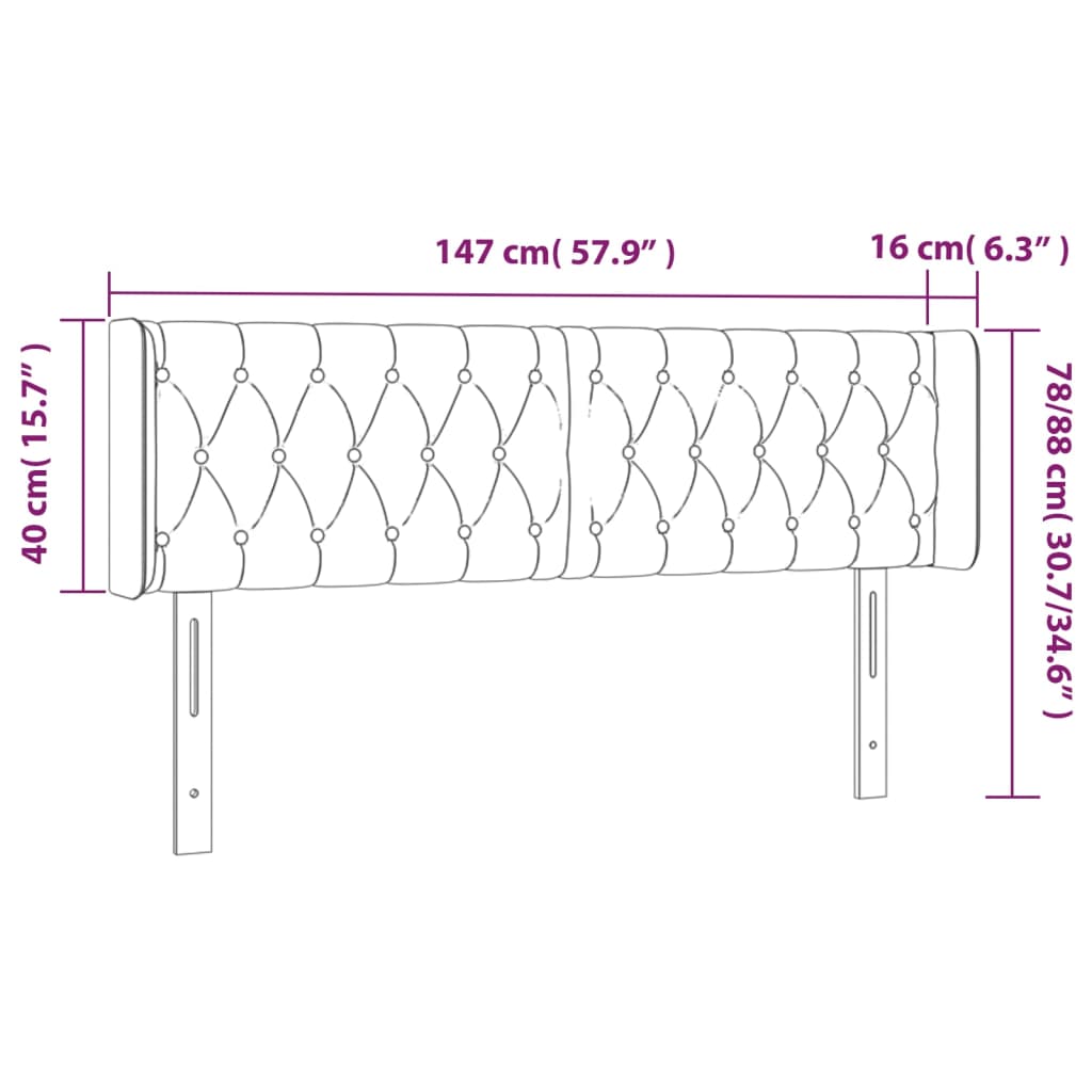 Κεφαλάρι Κρεβατιού LED Πράσινο 147x16x78/88 εκ. Υφασμάτινο