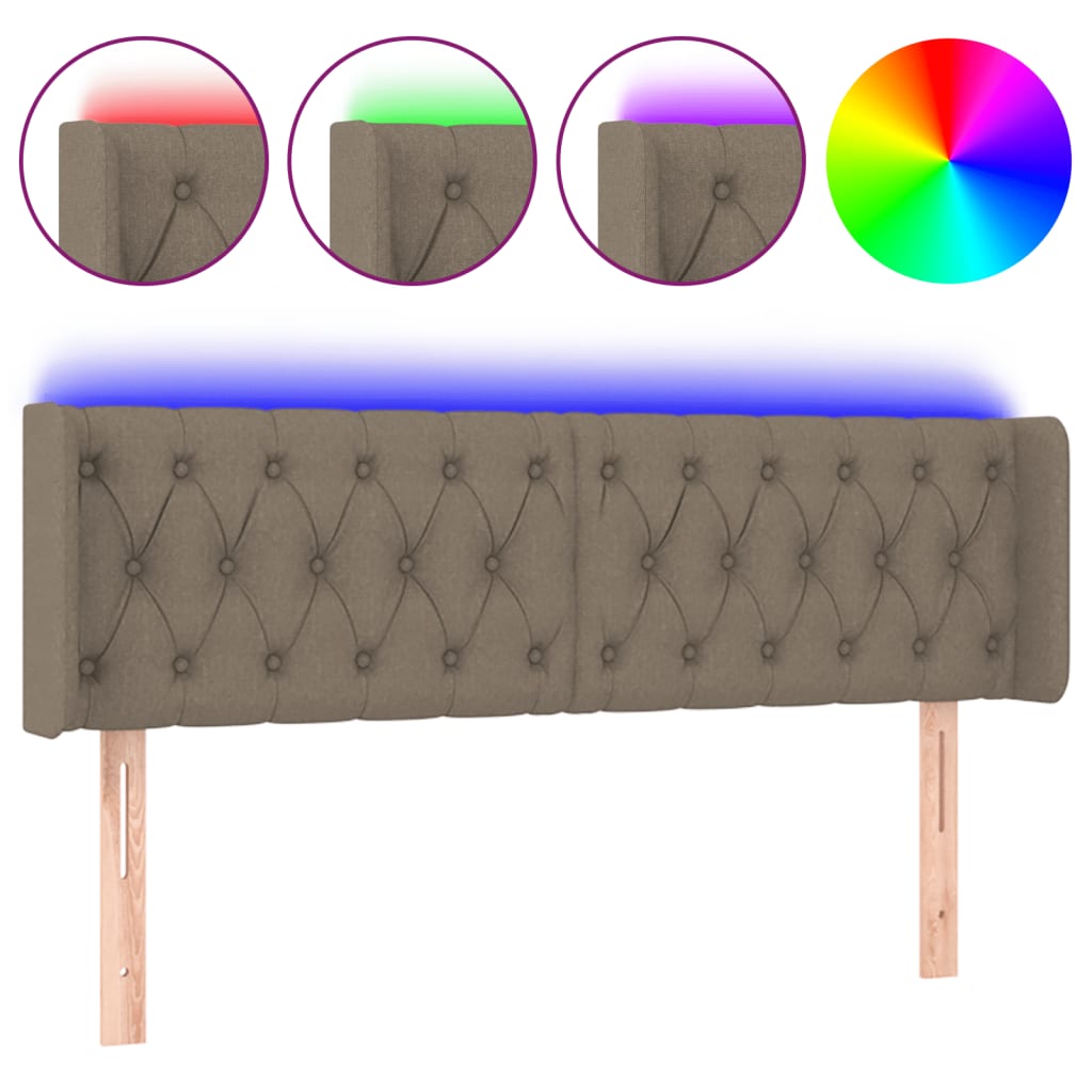 Κεφαλάρι Κρεβατιού LED Taupe 163x16x78/88 εκ. Υφασμάτινο - Pakobazaar