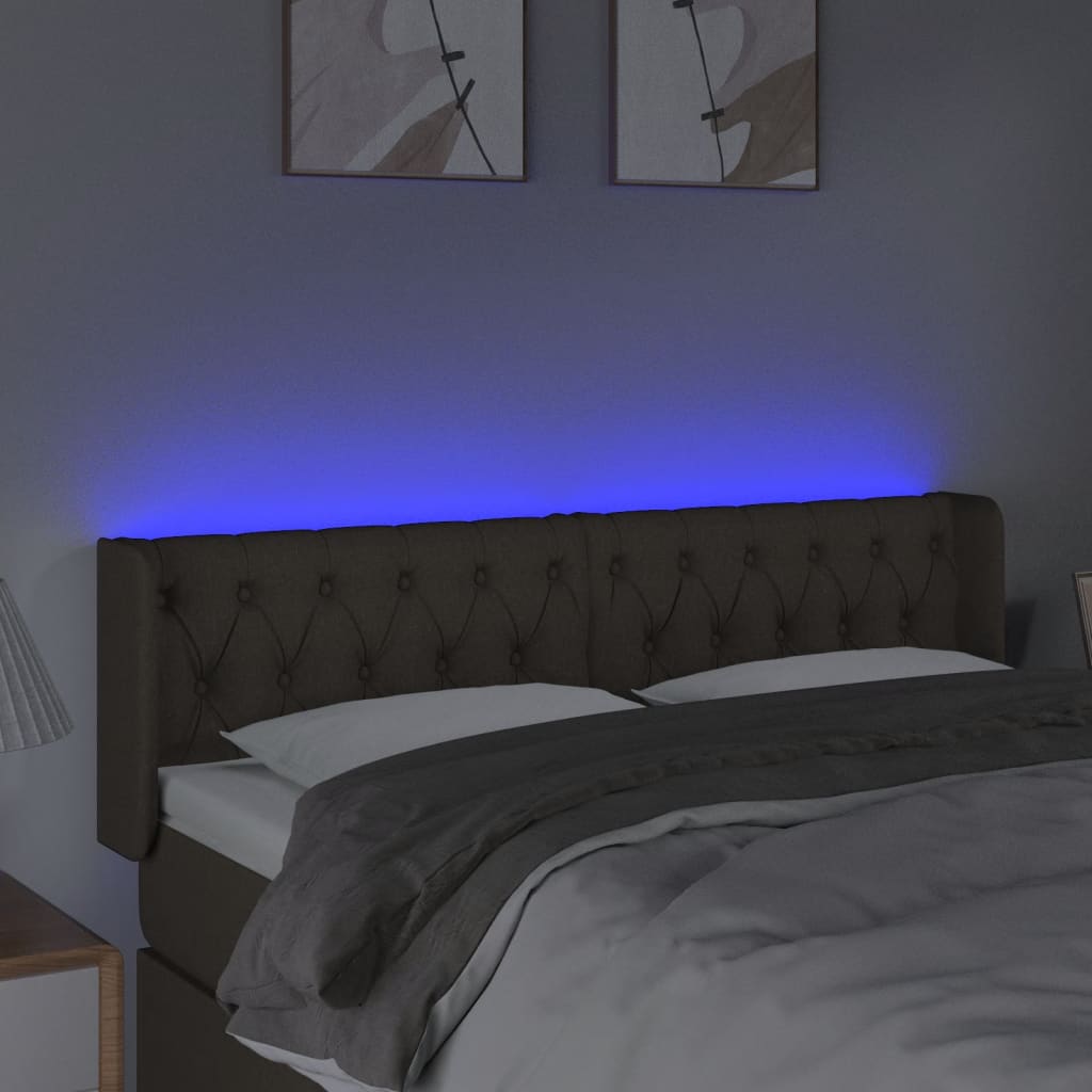 Κεφαλάρι Κρεβατιού LED Taupe 163x16x78/88 εκ. Υφασμάτινο - Pakobazaar