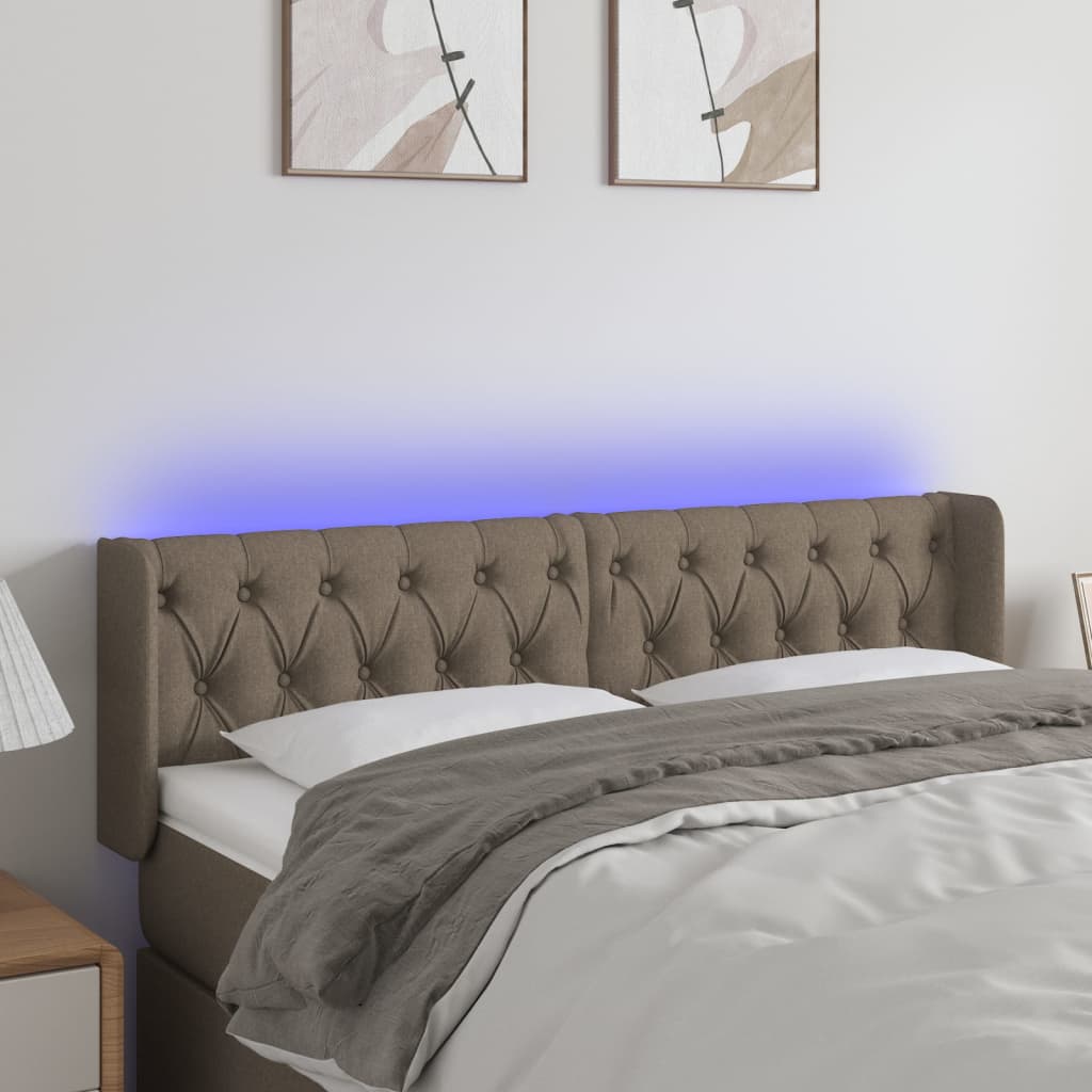 Κεφαλάρι Κρεβατιού LED Taupe 163x16x78/88 εκ. Υφασμάτινο - Pakobazaar