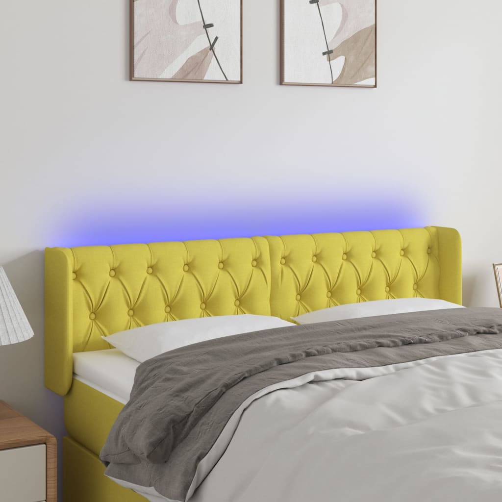 Κεφαλάρι Κρεβατιού LED Πράσινο 163x16x78/88 εκ. Υφασμάτινο - Pakobazaar