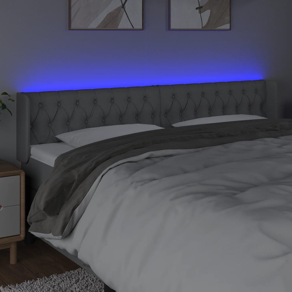 Κεφαλάρι Κρεβατιού LED Ανοιχτό Γκρι 183x16x78/88 εκ. Υφασμάτινο - Pakobazaar