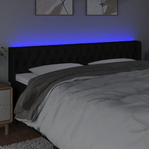 Κεφαλάρι Κρεβατιού LED Μαύρο 183x16x78/88 εκ. Υφασμάτινο
