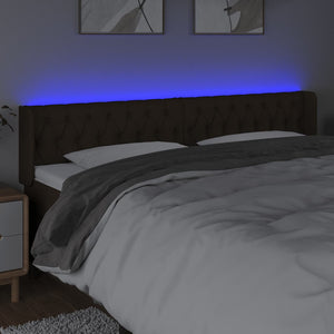 Κεφαλάρι Κρεβατιού LED Σκούρο Καφέ 183x16x78/88 εκ. Υφασμάτινο