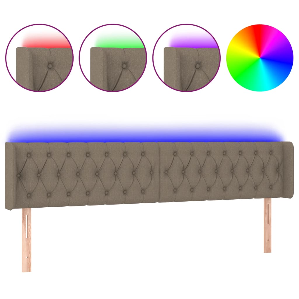 Κεφαλάρι Κρεβατιού LED Taupe 183x16x78/88 εκ. Υφασμάτινο