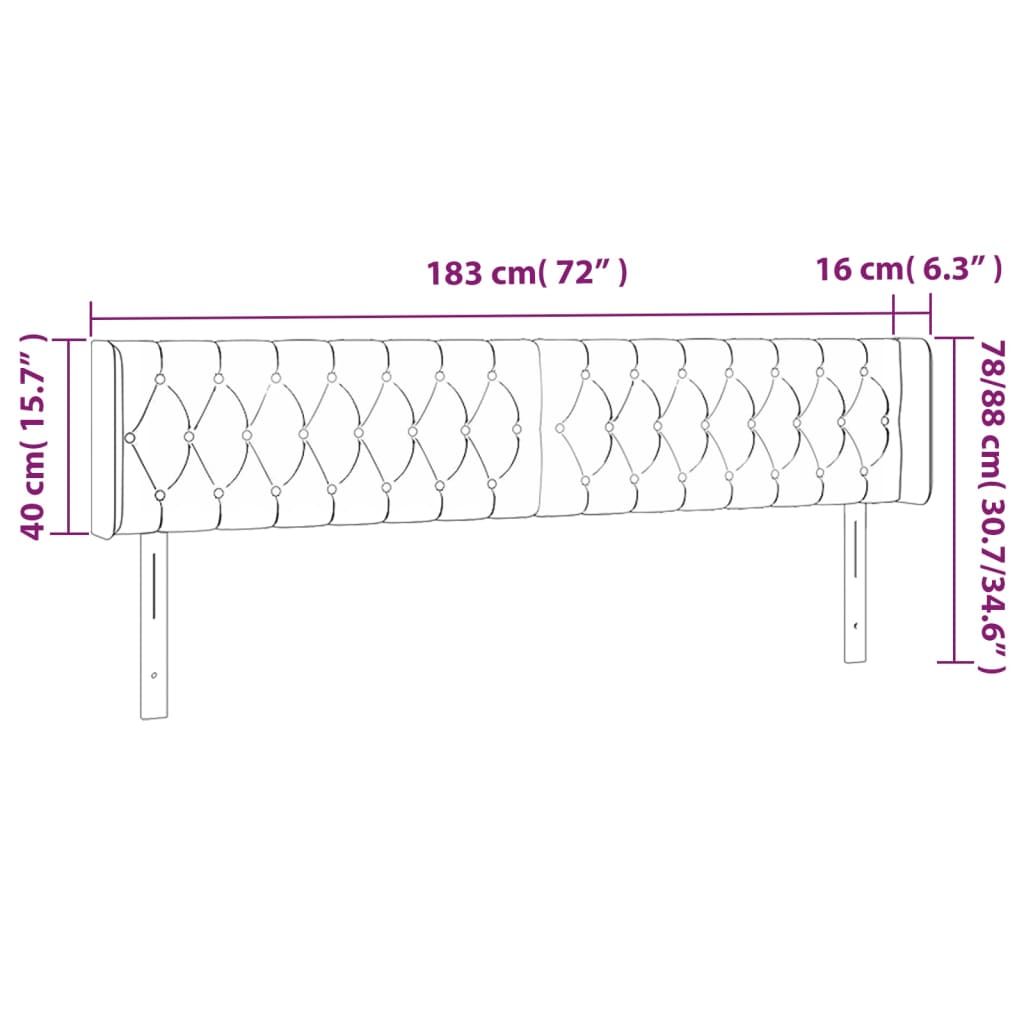 Κεφαλάρι Κρεβατιού LED Taupe 183x16x78/88 εκ. Υφασμάτινο
