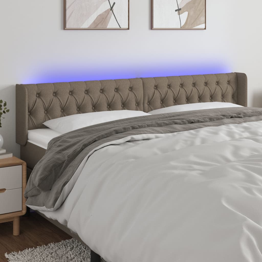 Κεφαλάρι Κρεβατιού LED Taupe 183x16x78/88 εκ. Υφασμάτινο
