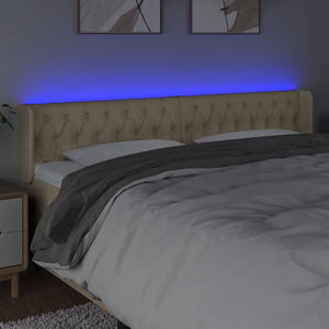 Κεφαλάρι Κρεβατιού LED Κρεμ 183x16x78/88 εκ. Υφασμάτινο