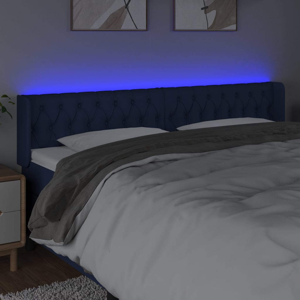 Κεφαλάρι Κρεβατιού LED Μπλε 183x16x78/88 εκ. Υφασμάτινο