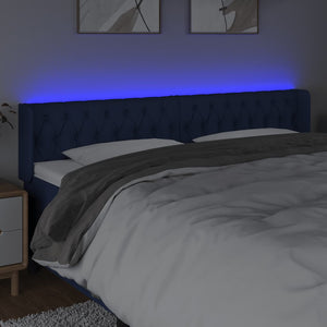 Κεφαλάρι Κρεβατιού LED Μπλε 203x16x78/88 εκ. Υφασμάτινο