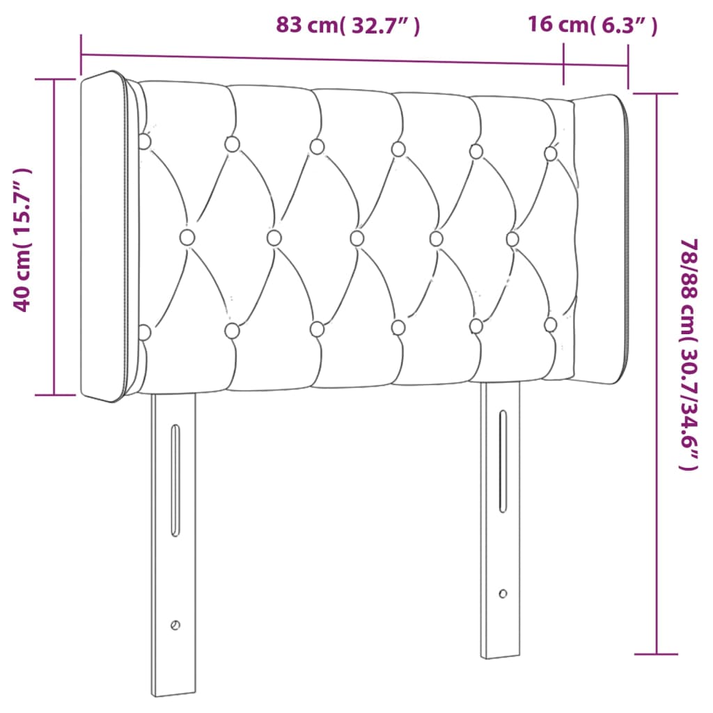 Κεφαλάρι Κρεβατιού LED Σκούρο Γκρι 83x16x78/88 εκ. Βελούδινο