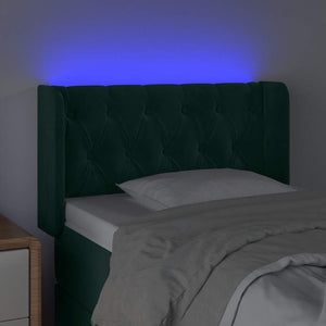 Κεφαλάρι Κρεβατιού LED Σκούρο Πράσινο 83x16x78/88 εκ. Βελούδινο