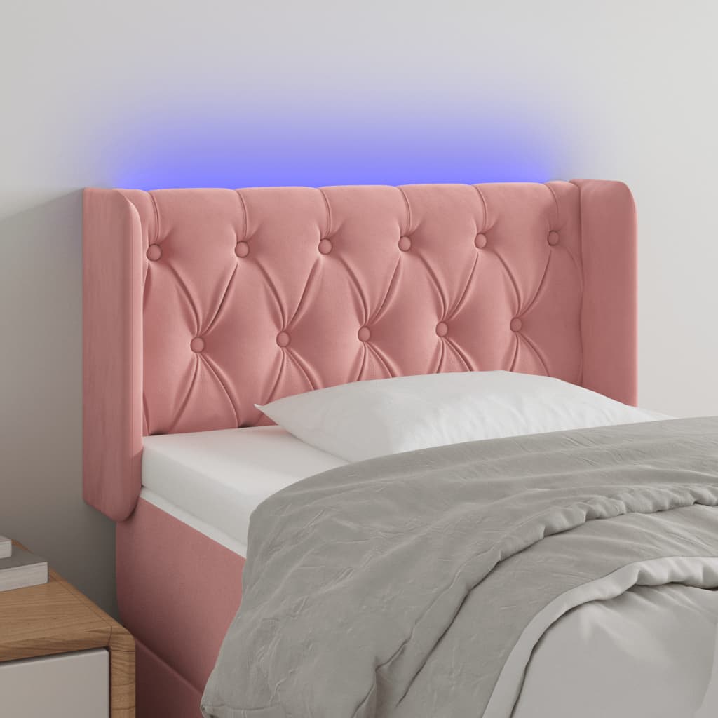 Κεφαλάρι Κρεβατιού LED Ροζ 83x16x78/88 εκ. Βελούδινο