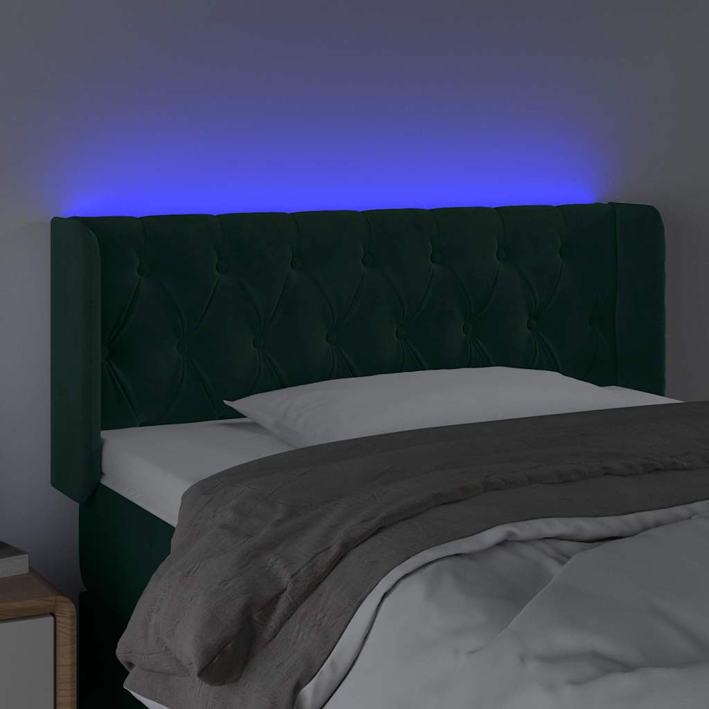 Κεφαλάρι Κρεβατιού LED Σκούρο Πράσινο 93x16x78/88 εκ. Βελούδινο