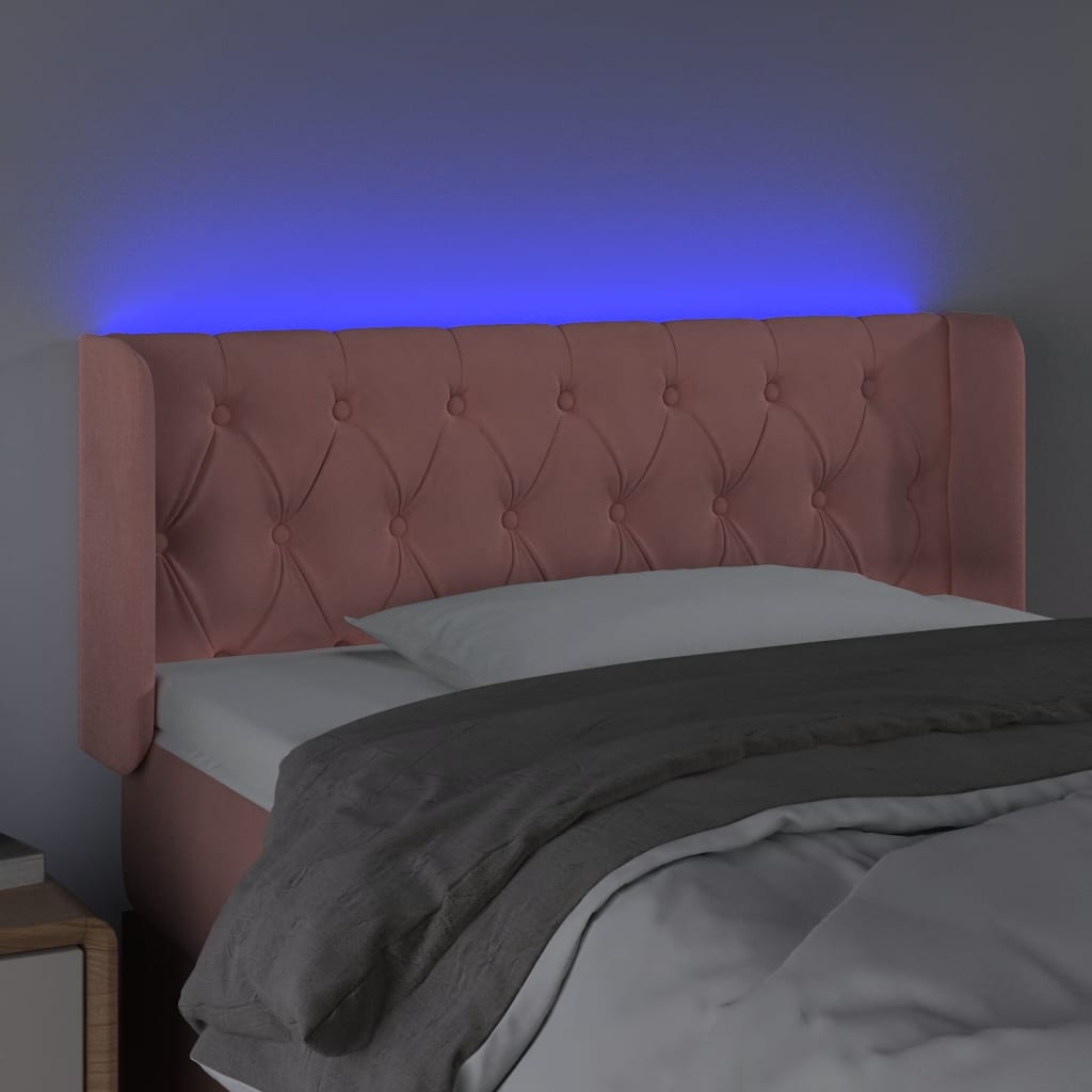 Κεφαλάρι Κρεβατιού LED Ροζ 93x16x78/88 εκ. Βελούδινο