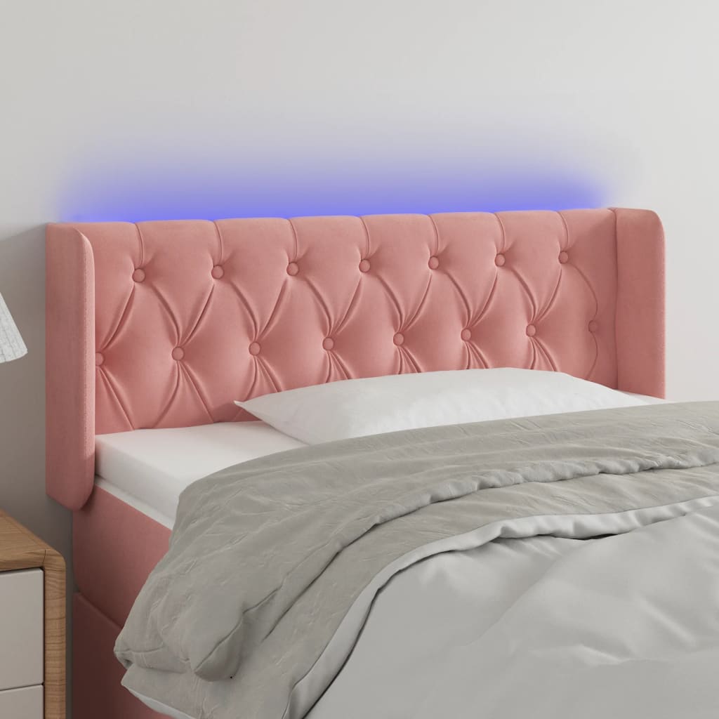 Κεφαλάρι Κρεβατιού LED Ροζ 93x16x78/88 εκ. Βελούδινο